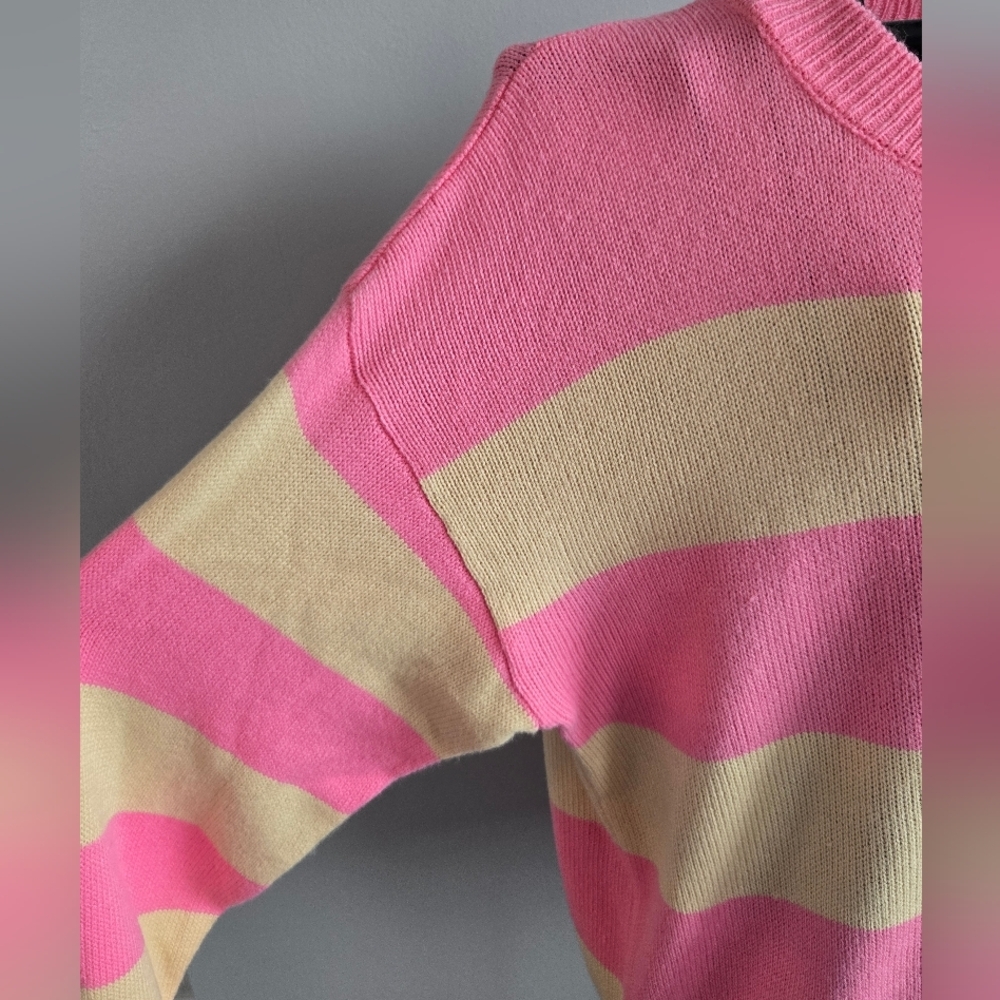 Haptics Pink and Blue Striped Color Block Knit Sweater - Picture 4 of 12